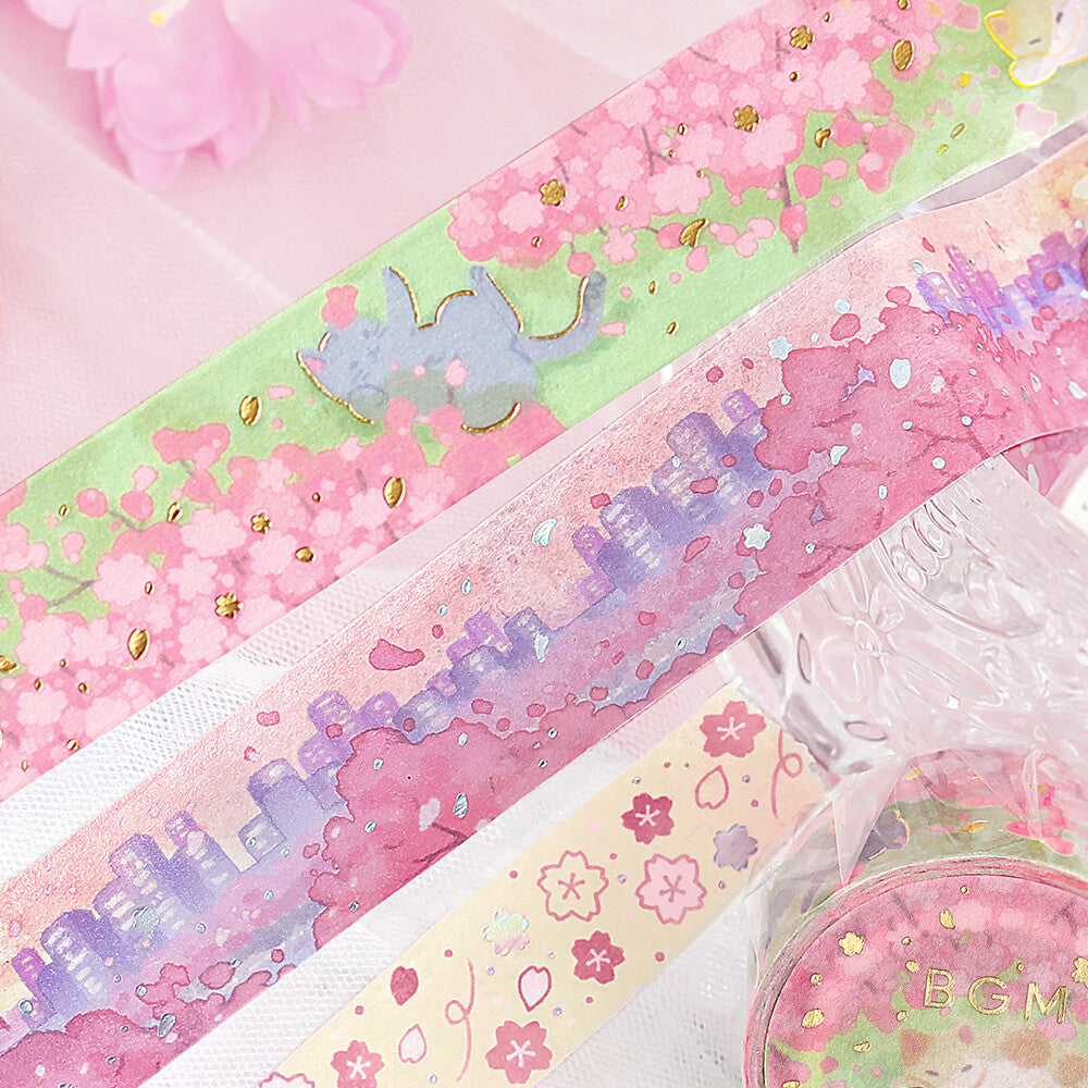 BGM Washi Tape - Foil Stamping - Cherry Blossom - Sunshine - Limited Edition