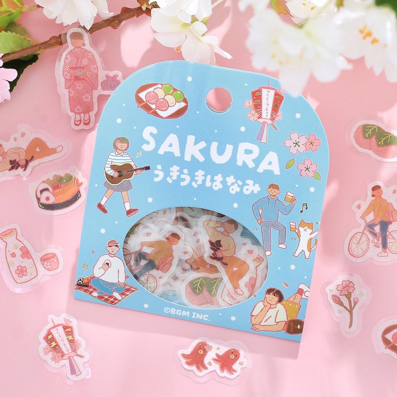BGM Flake Sticker - Foil Stamping - Cherry Blossom - Happy Cherry Blossom Viewing - Limited Edition