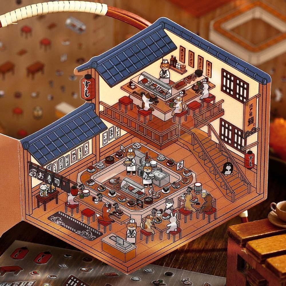 BGM Deco 2.5D Sticker - Diorama - Sushi Restaurant