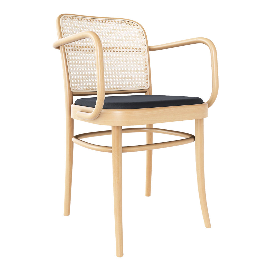 Armchair 811 - Cane Back & Seat Upholstered - Beech Frame