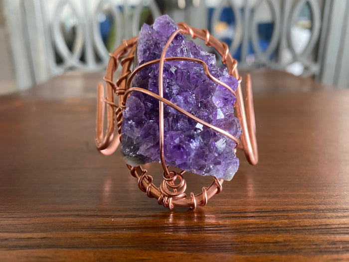 COPPER+AMETHYST WAVE CUFF BRACELET