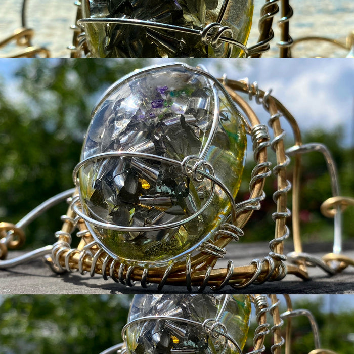 COPPER+SILVER ORGONITE "U FEEL ME" FORCEFIELD BRACELET