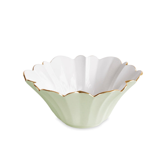 Beatriz Ball Encanto Avril Medium Bowl — Medium pistachio-and-white floral bowl isolated on white