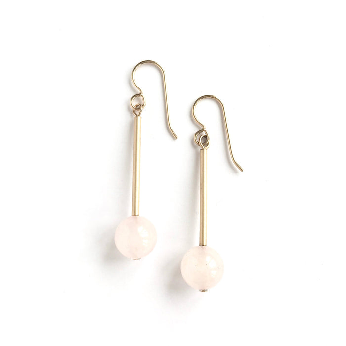 Rose Quartz Medium Ball and Tube Earrings - ships directly from maker