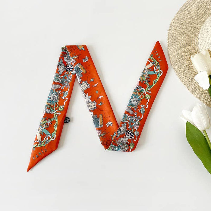 VERSATILE PRINTED SCARF - RUST PRINTED