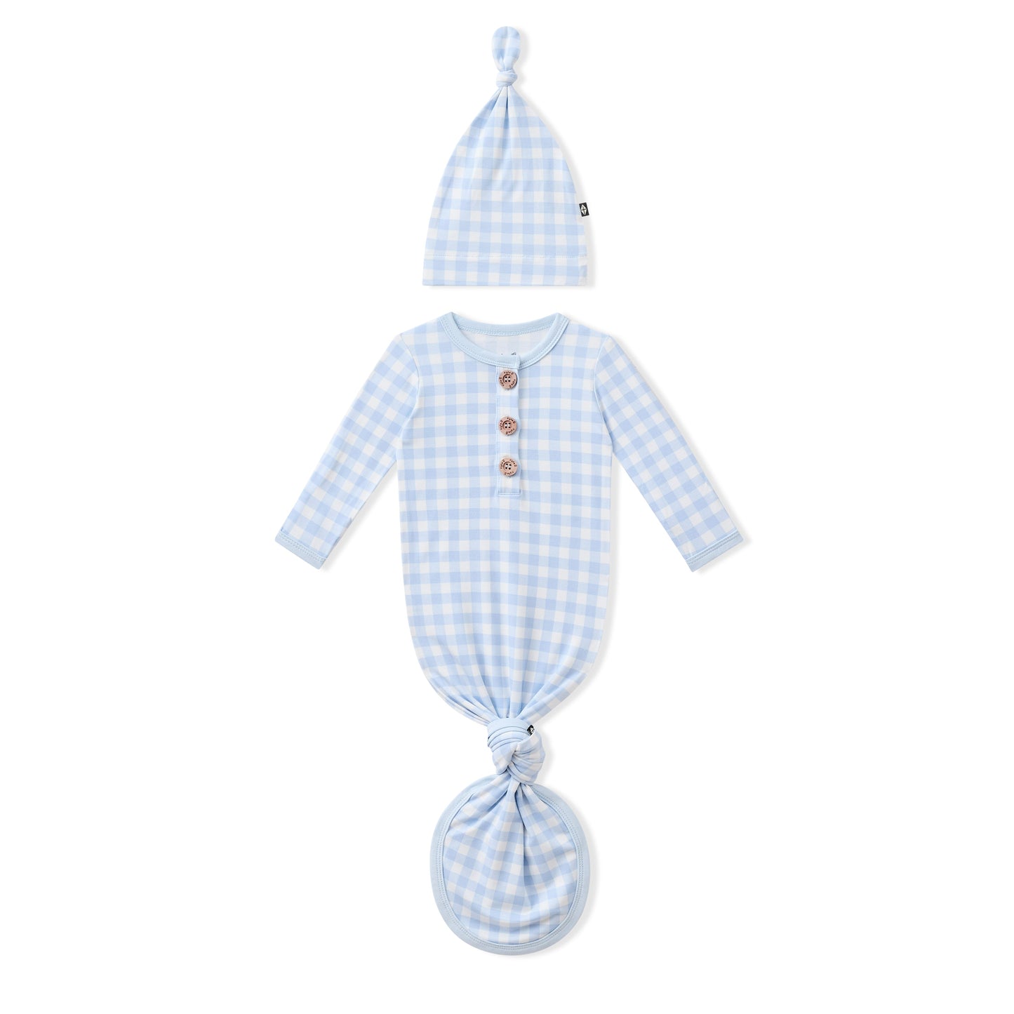 Knotted Gown with Hat Set in Gingham Breeze