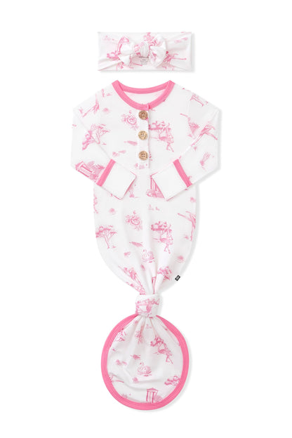 Knotted Gown with Bow Set in Toile Ballet