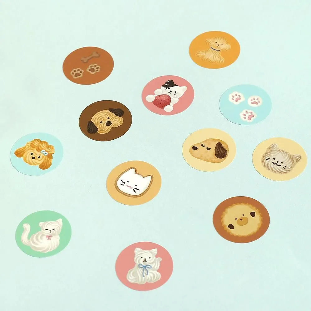 BGM Roll Sticker - Round - Fluffy Animals
