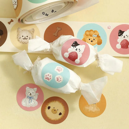 BGM Roll Sticker - Round - Fluffy Animals