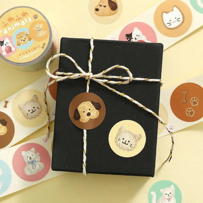 BGM Roll Sticker - Round - Fluffy Animals