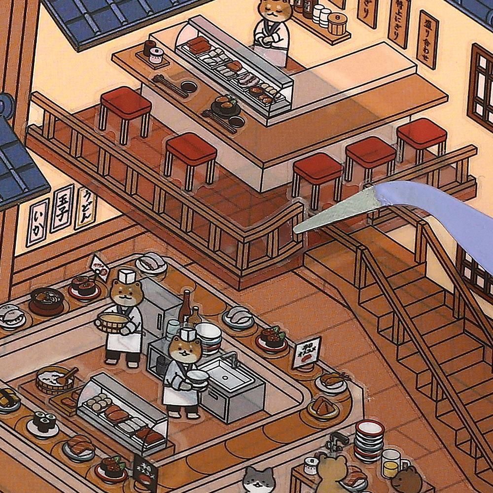 BGM Deco 2.5D Sticker - Diorama - Sushi Restaurant