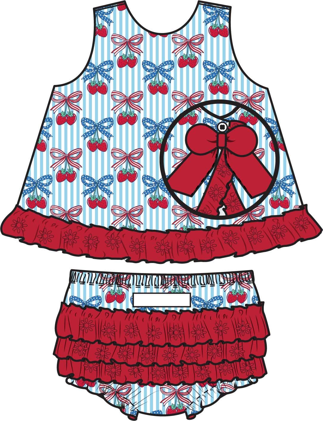 Baby Girls Berries & Bows Cotton Gauze Swing Top & Bloomer Set