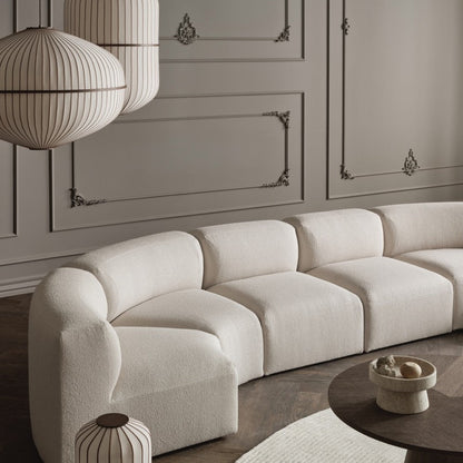 Angle Curved Semi-Circular Sofa w/ Center Pouf