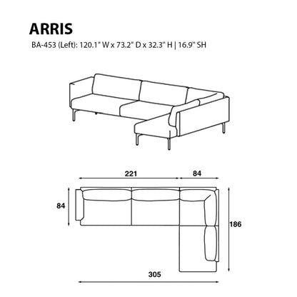 Arris Sofa - L-Shaped w/ Wide Arms (120.1" W)