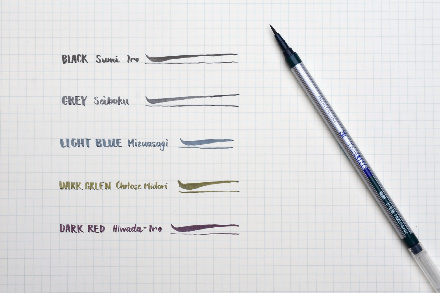 Akashiya Sai ThinLine Brush Pen - Set of 5
