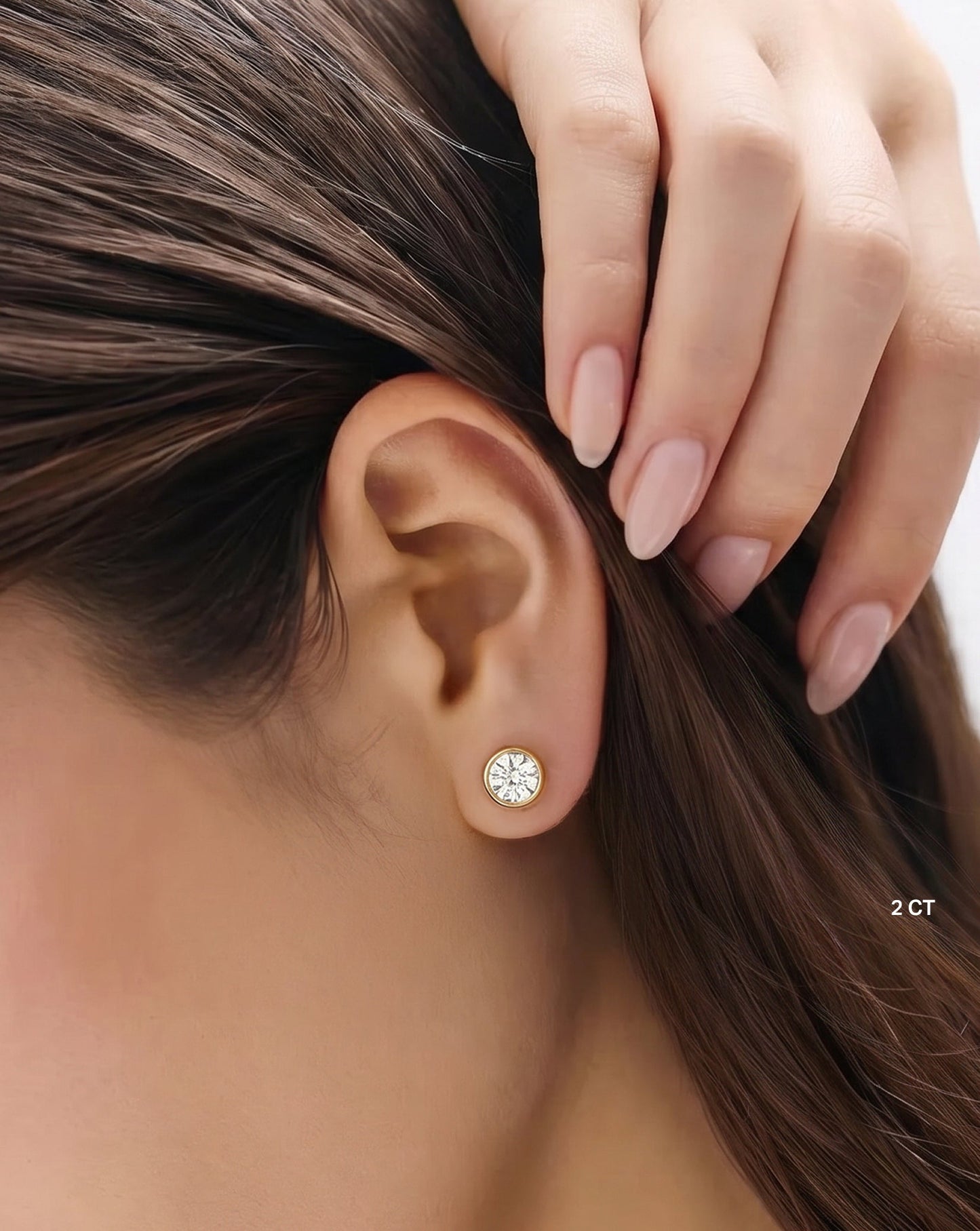 Bezel Round Lab Diamond Studs