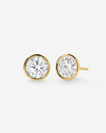 Bezel Round Lab Diamond Studs
