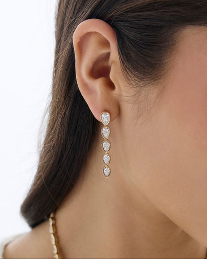 Bezel Pear Lab Diamond Drop Earrings