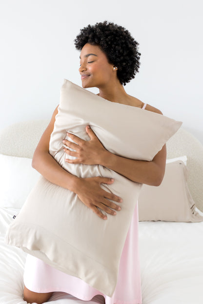 Bamboo Sateen Pillowcase Set in Sand Stone