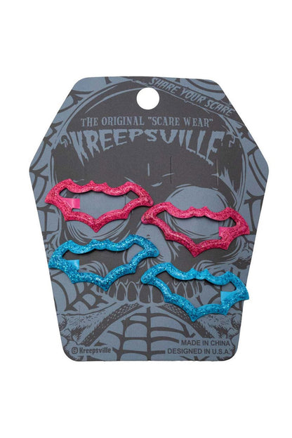 Bat Snap Hair Clips Blue Pink