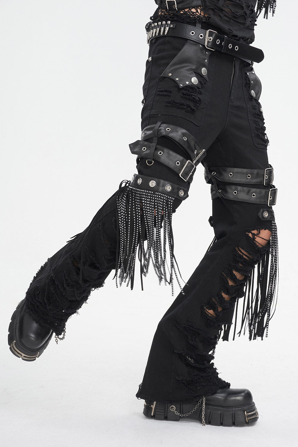 Batwing Pocket Ripped Punk Pants