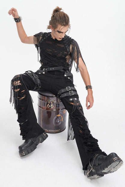 Batwing Pocket Ripped Punk Pants