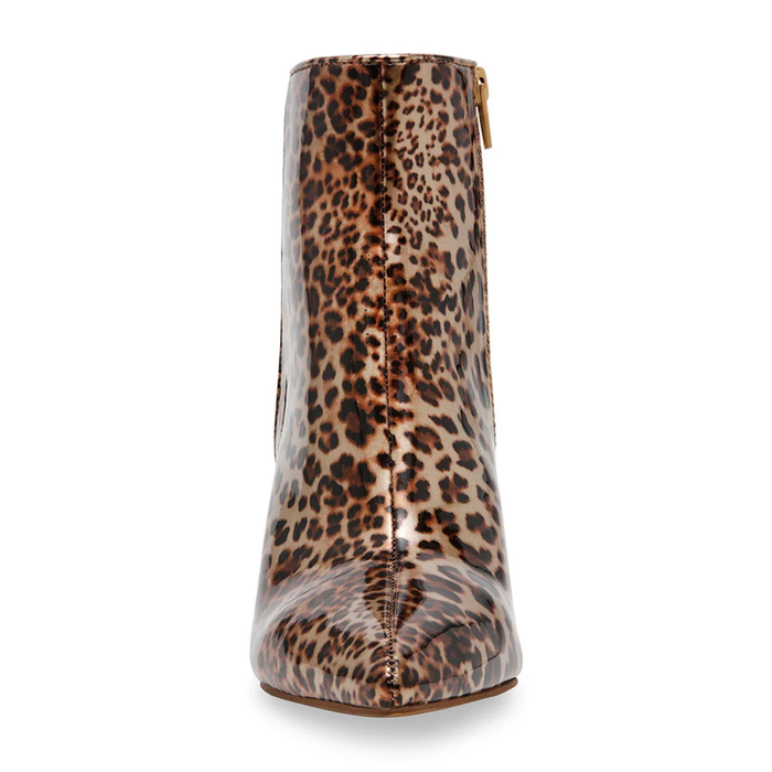 Betsey Johnson Women's Leopard Rhinestone Pointed Toe Chunky Heel Ankle Boots