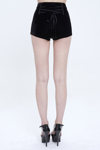 Black Blood Velvet High Waisted Shorts