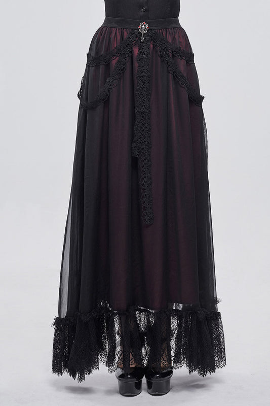 Blooddrop Layered Lace Maxi Skirt