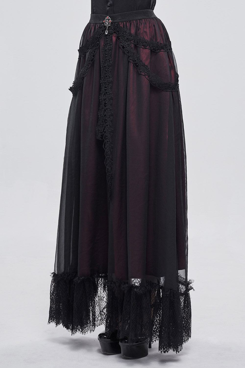 Blooddrop Layered Lace Maxi Skirt
