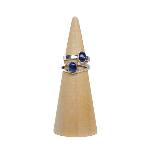 Blue Kyanite crystal ring size 6 representing emotional balance and mental clarity. Pairs with Black Tourmaline. Shop crystal jewelry now!
