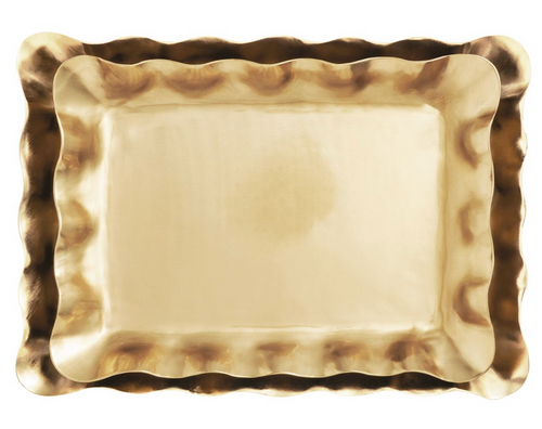 BRASS RUFFLE NESTED TRAYS - 2 SIZES