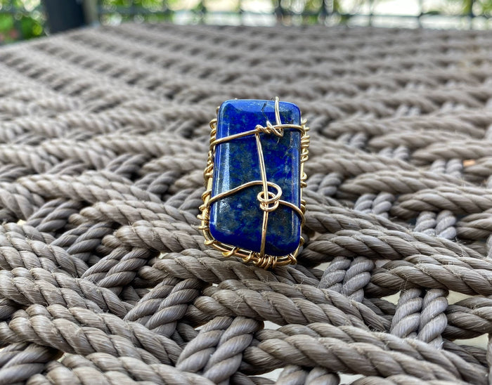 BRONZE+LAPIS LAZULI RING