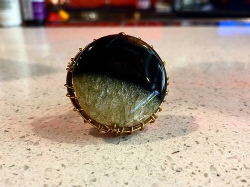 BRONZE+TWO TONED AGATE RING