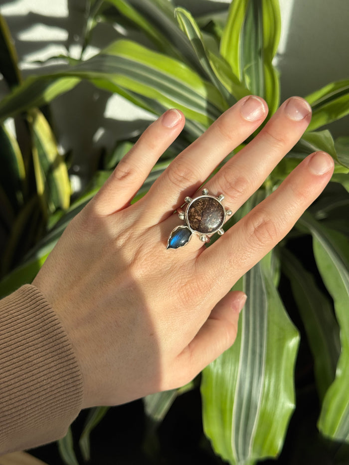 Bronzite/Labradorite Ring Size 8
