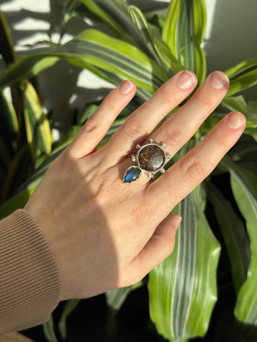 Bronzite/Labradorite Ring Size 8