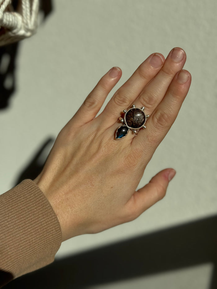 Bronzite/Labradorite Ring Size 8