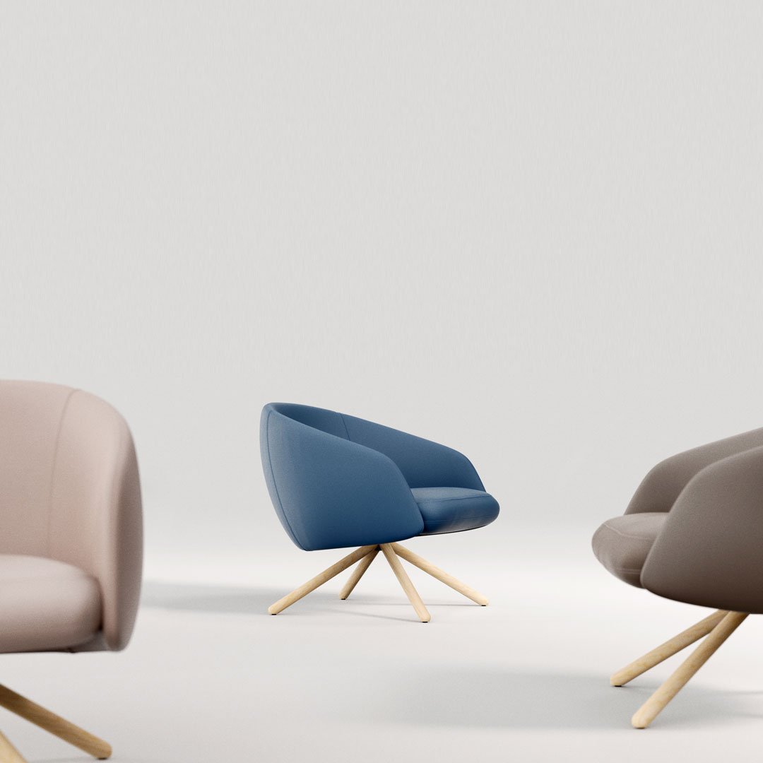 Bonny Lounge Chair - Swivel Wood Base