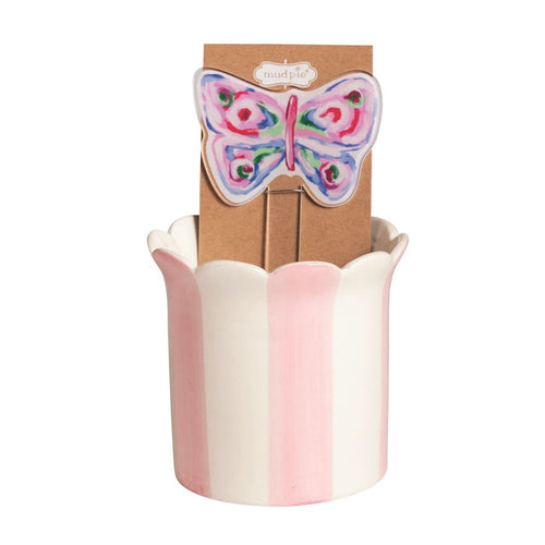 Butterfly Pot with Plant Stake Mud Pie planter