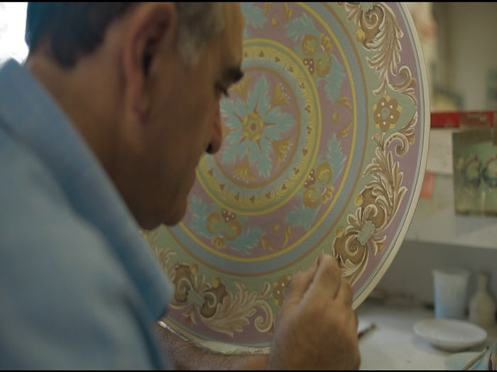 B-57 sugar jar hand-painted by Deruta master artisan Eugenio Ricciarelli — Biordi Art Imports