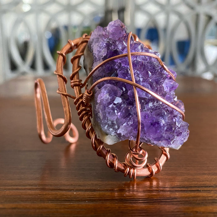 COPPER+AMETHYST WAVE CUFF BRACELET
