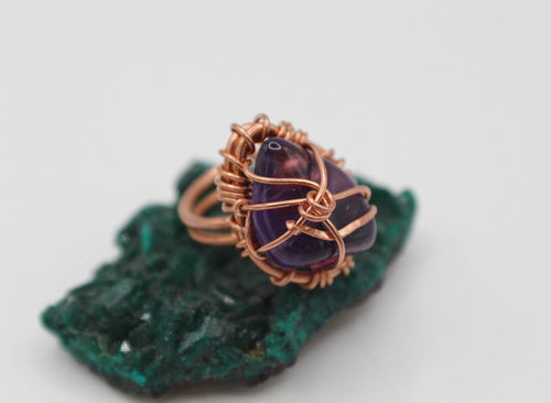 COPPER+AMETHYST RING