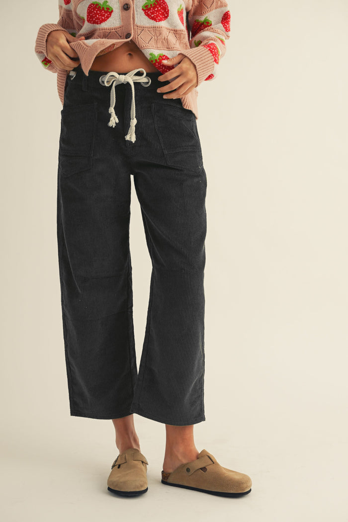 Corduroy Relaxed Pocket Rope String Pants