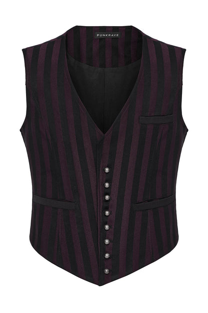 Crimson Manor Striped Waistcoat [Black/Red]