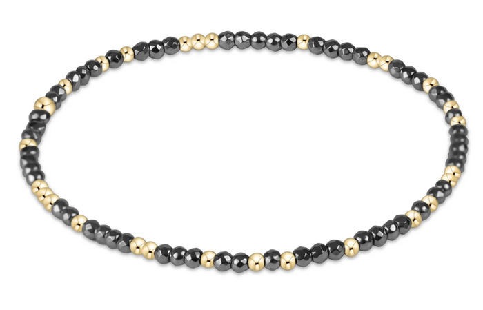 E NEWTON HOPE UNWRITTEN SILVER FACETED HEMATITE 2MM BEAD BRACELET