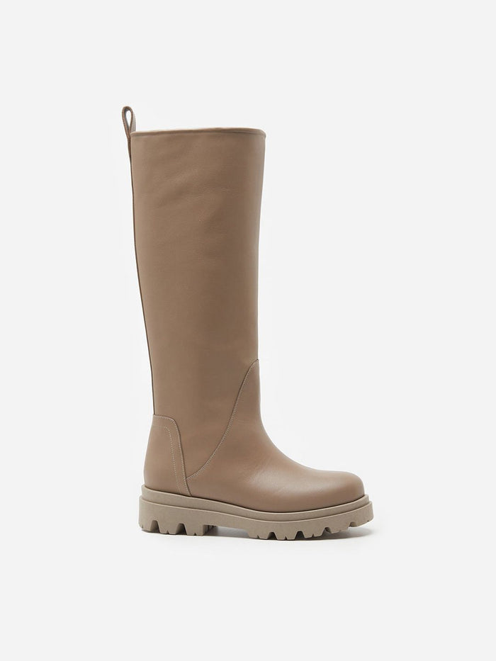 Flattered Luna Leather Taupe-skinnboots NWOT