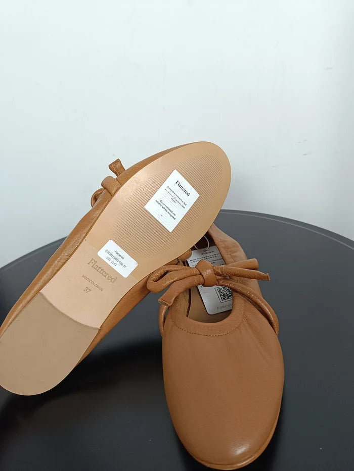 Flattered Polly Cognac Leather-skinnballerinaskor NWT