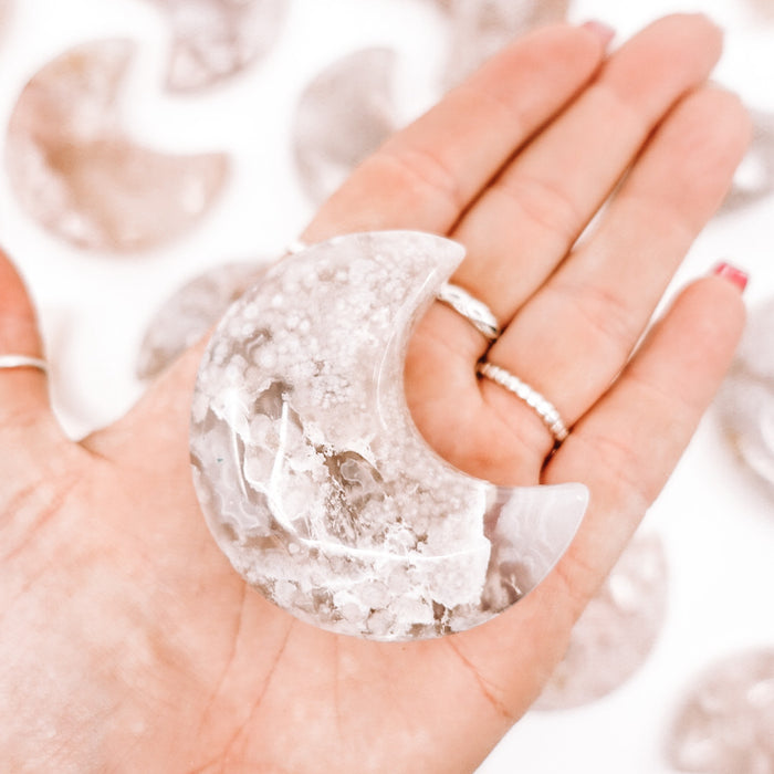 Flower Agate Shaped Moons - Nurturing Divine Feminine Energy
