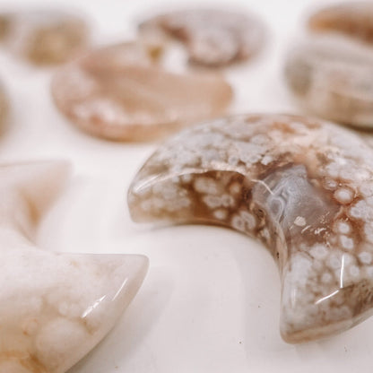 Flower Agate Shaped Moons - Nurturing Divine Feminine Energy
