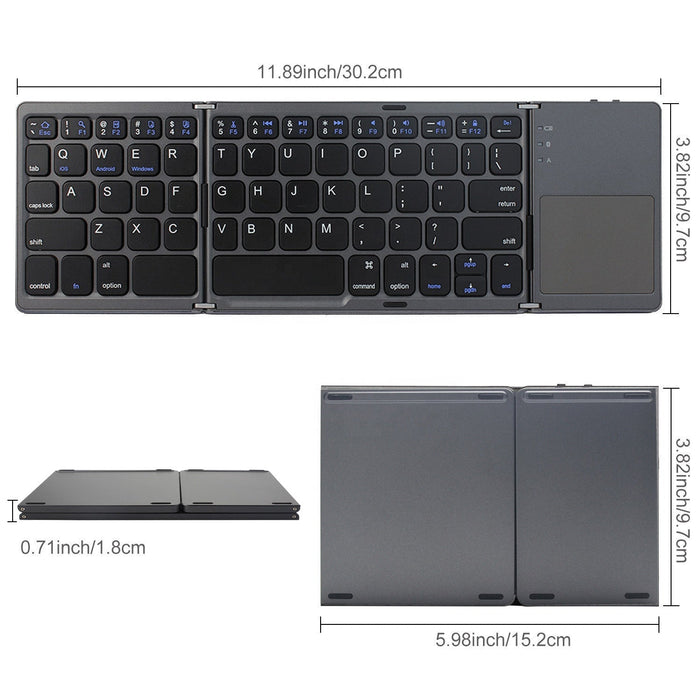 Foldable Bluetooth Keyboard with Touchpad-TopOnlineBargains.Com